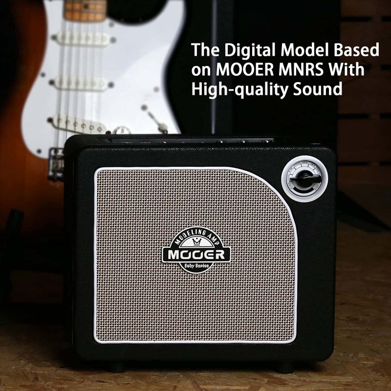 Mooer مضخم صوت جيتار موير كومبو 15 واط، مضخم تمرين مع 9 نماذج مضخم رقمية، مكبر صوت 6.5 بوصة، بلوتوث، مخرج سماعة، للجيتار الكهربائي/الأكوستيك والبيس - أسود هورنت - Image 2